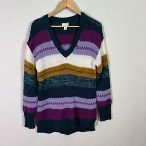Caslon Striped Soft Knit V Neck Pullover Women’s Sweater Nordstrom Brand Small
